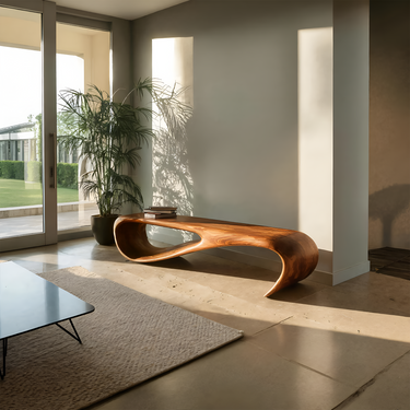Minimalist Bench Curved Design For Modern Hallway Seating