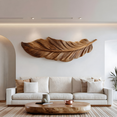 Hand Carved Feather Wall Art For Modern Home Decor