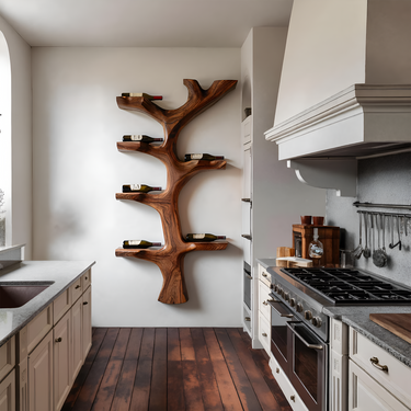Rustic Wooden Wine Rack Branch Style For Home Bar