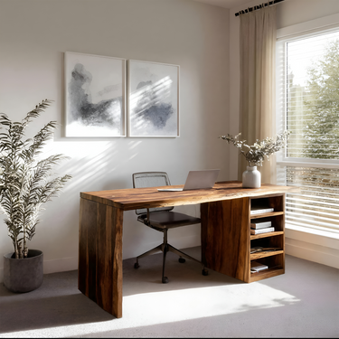 Handcrafted Desk With Storage Shelves For Home Office