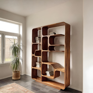 Modern Sculptural Bookshelf For Living Decor Or Bedroom
