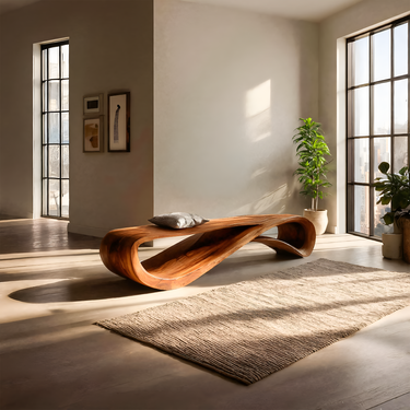 Contemporary Bench With Wave Shape For Living Room