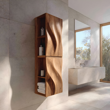Luxury Bathroom Cabinet Wave Carved Doors For Bathroom