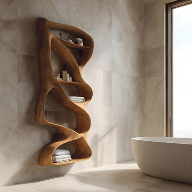 Modern Sculptural Wall Shelf For Bathroom Interior