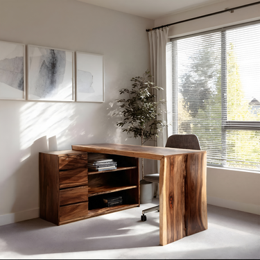 Contemporary Office Desk With Open Shelving For Workspace