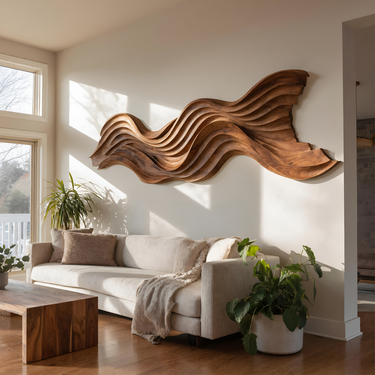 Modern Organic Flowing Wave Sculpture For Minimalist Home