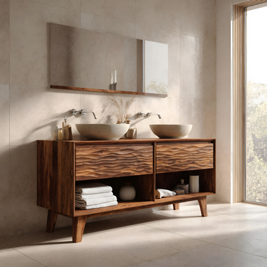 Contemporary Bathroom Vanity Open Shelf Storage For Bathroom