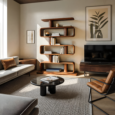Minimalist Bookshelf With Shelves For Stylish Living Room