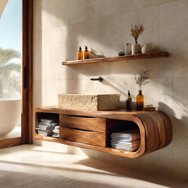 Sculptural Wall Mounted Bathroom Vanity For Bathroom Interior