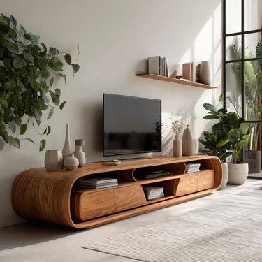 Organic TV Console With Rounded Contours For Living Room
