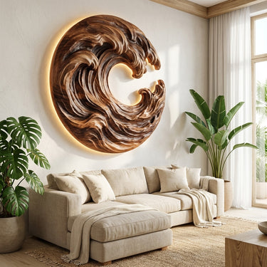 Organic Wooden Wave Wall Art For Wall Decor