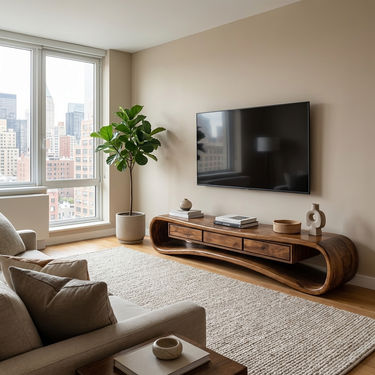 Minimalist Live Edge TV Stand For Living Room