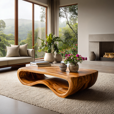 Handcrafted Wooden Coffee Table For Luxury Living Room