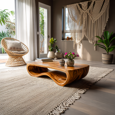 Handcrafted Wooden Coffee Table For Luxury Living Room