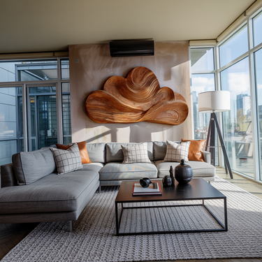 Organic Wooden Cloud Wall Art For Japandi Interior