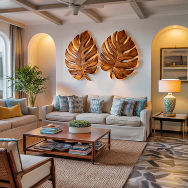 Organic Wooden Palm Leaf Wall Art For Scandinavian Interiorv