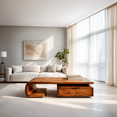 Modern Wooden Coffee Table With Storage Cabinet For Home Interior