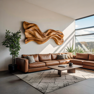 Organic Wave Sculpted Wood Wall Art For Modern Home