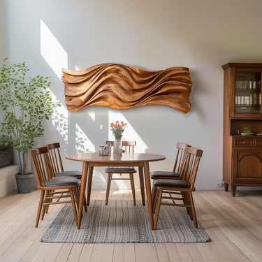 Hand Carved Wavy Wood Wall Art For Living Spaces