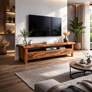 Modern Wood TV Cabinet With Drawer For Living Room