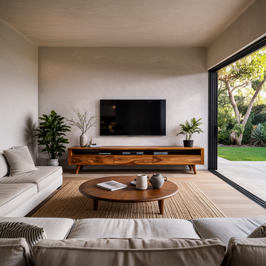 TV Stand Low Profile Media With Shelf For Living
