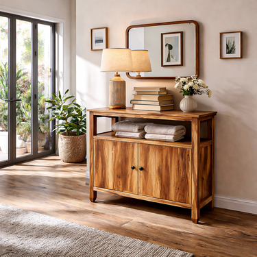 Contemporary Wooden Sideboard For Japandi Interior