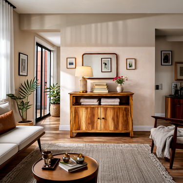 Contemporary Wooden Sideboard For Japandi Interior