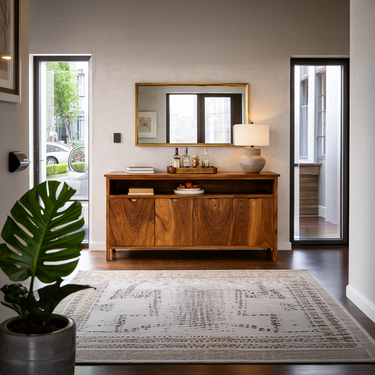 Modern Sideboard With Open Upper Shelf For Home Decor