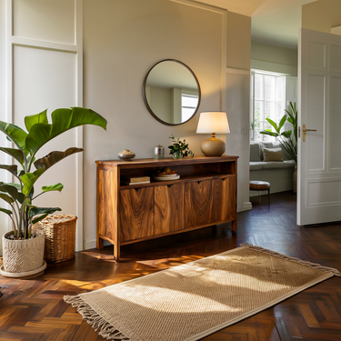 Modern Sideboard With Open Upper Shelf For Home Decor