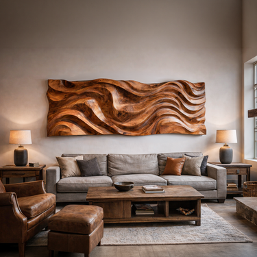 Organic Wavy Wooden Wall Art For Luxury Interiors