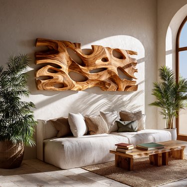 Modern Sculptural Wooden Wall Art For Living Room Decor