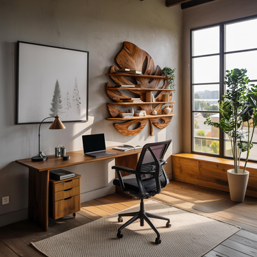 Artistic Wooden Tropical Leaf Wall Mounted Bookshelf For Home Decor