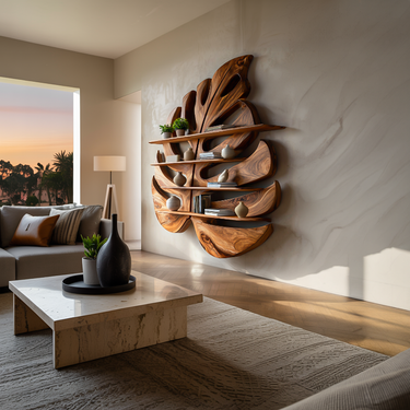 Modern Wooden Leaf Shape Shelf For Modern Home