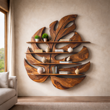 Modern Wooden Leaf Shape Shelf For Modern Home