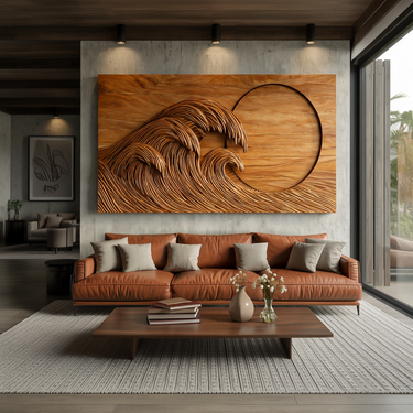 Wave Wooden Wall Art For Modern Interior