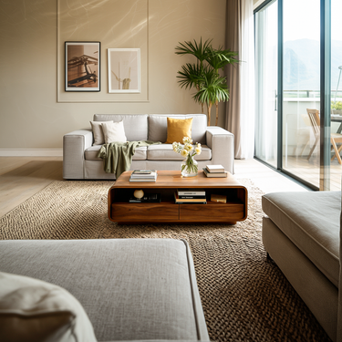 Modern Wood Coffee Table With Drawer For Living