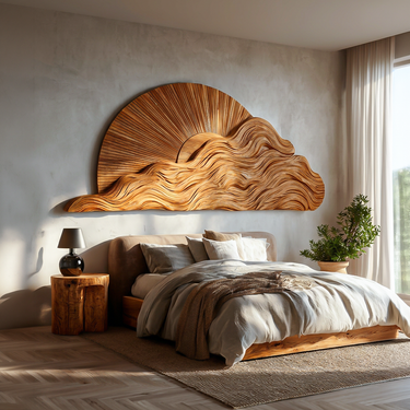 Organic Wooden Cloud Wall Art For Modern Bedroom