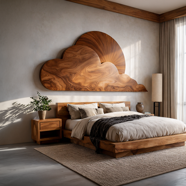 Minimalist Wooden Cloud And Sun Wall Art For Elegant Interior
