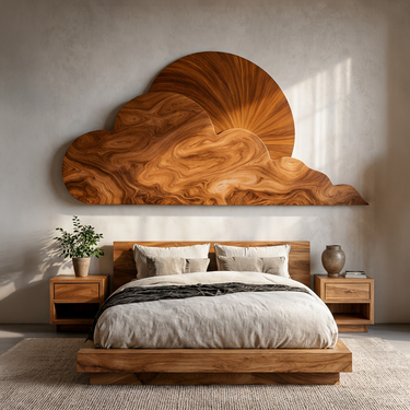 Minimalist Wooden Cloud And Sun Wall Art For Elegant Interior