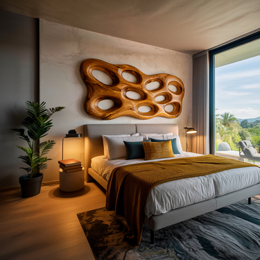 Organic Wooden Wall Art With Openwork Design For Modern Home