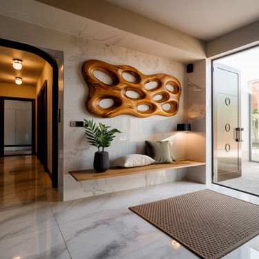 Organic Wooden Wall Art With Openwork Design For Modern Home