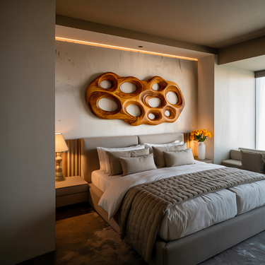 Modern Wooden Wall Art Hollow Form For Contemporary Space