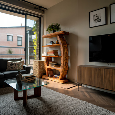Artistic Bookshelf With Tiers For Living Room