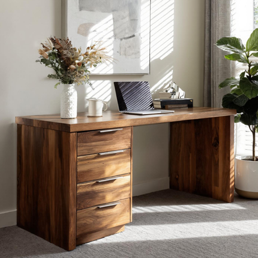 Minimalist Office Desk With Storage Drawers For Home Study
