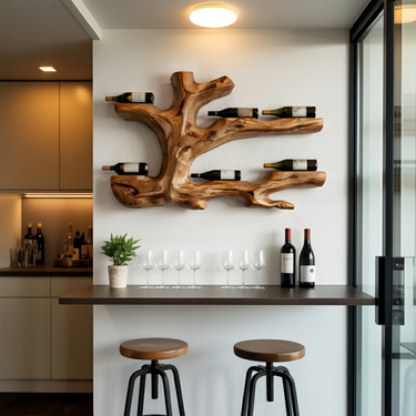 Rustic Live Edge Wine Rack Wall Hanging For Home Interiors