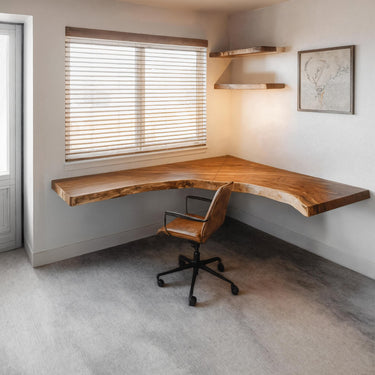 Handcrafted Corner Desk Floating L Shaped For Home Workspace