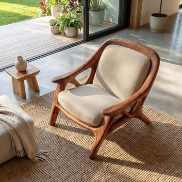Handcrafted Wooden Accent Chair For Living Room