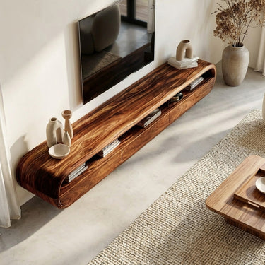 Modern Natural Wood Wall Mounted TV Cabinet For Living Room