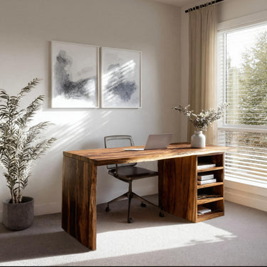 Handcrafted Desk With Storage Shelves For Home Office