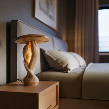 Hand-Carved Organic Table Light For Bedroom Decor